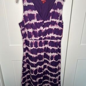 Merona Purple Tie Dye Lined Maxi Dress NO BELT Women's Size Large NWT